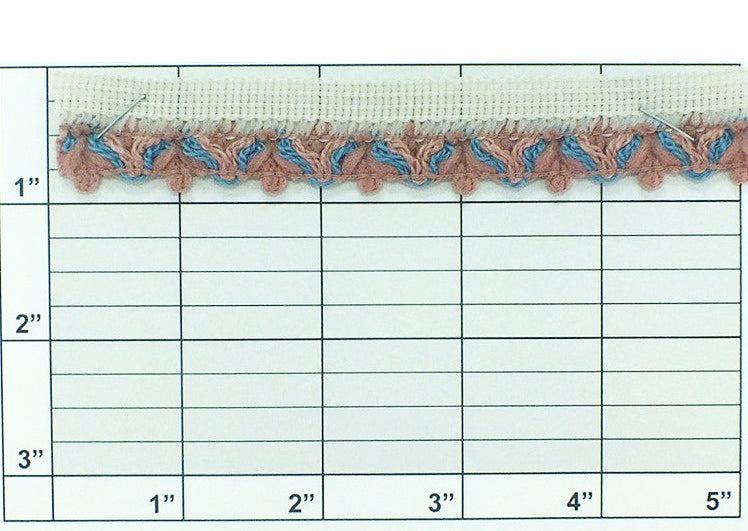 Textured Yarn Retro Scalloped Piping  5/8" - Rose Wedgewood