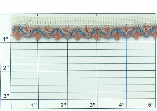 Textured Yarn Retro Scalloped Piping  5/8" - Rose Wedgewood