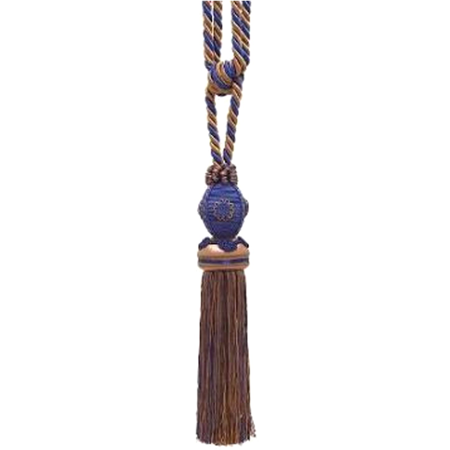 Baroque Collection 10" Single Tieback/Tassel, Navy Taupe