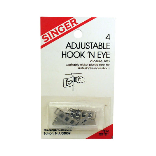 Singer Adjustable Hook 'n Eye Closure Sets, 4pk (Case of 48)*
