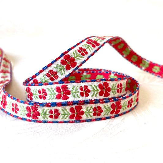 Narrow Floral Dash Jacquard 1/2" - 16 Colorways