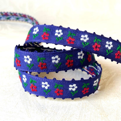 Flower Jacquard with Picot Edges 3/4" - 3 Colorways
