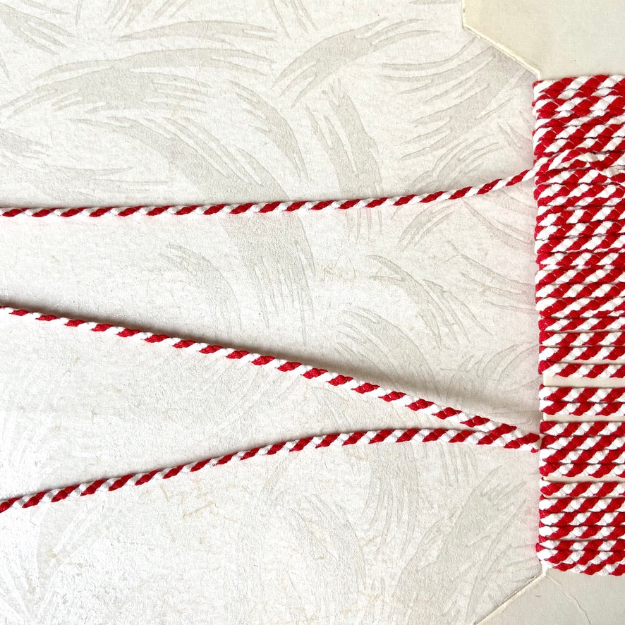 Flat Twisted Cord <br>3/16", Red/White