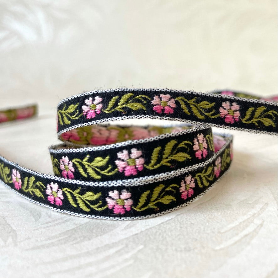 Narrow Floral Jacquard 3/8" - 3 Colorways