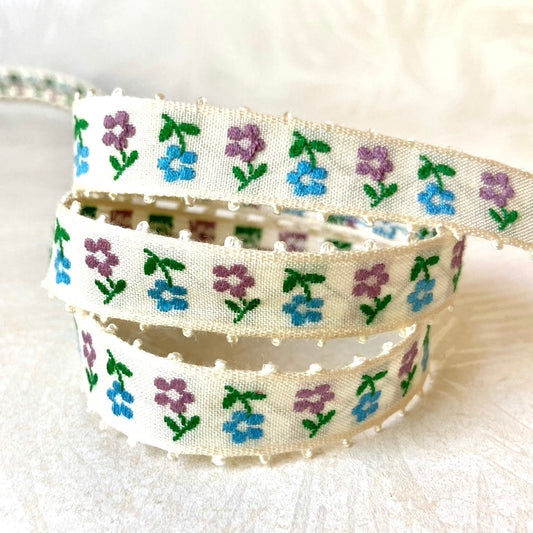 Flower Jacquard with Picot Edges 3/4" - 3 Colorways