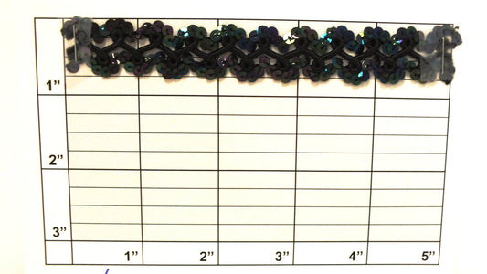 Sequin Scroll Braid 3/4" (Per Yard) Iridescent Black/Black