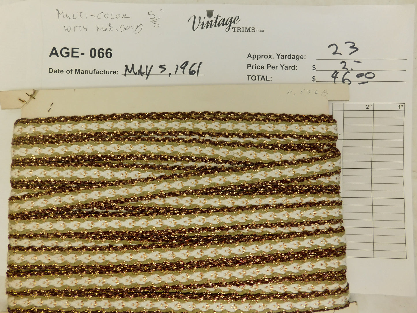 Card of Aqua White and Metallic Gold (approx. 7 1/2 yards)