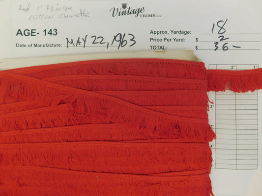 Card of 1" Red Cotton Fringe (approx. 18 yards)