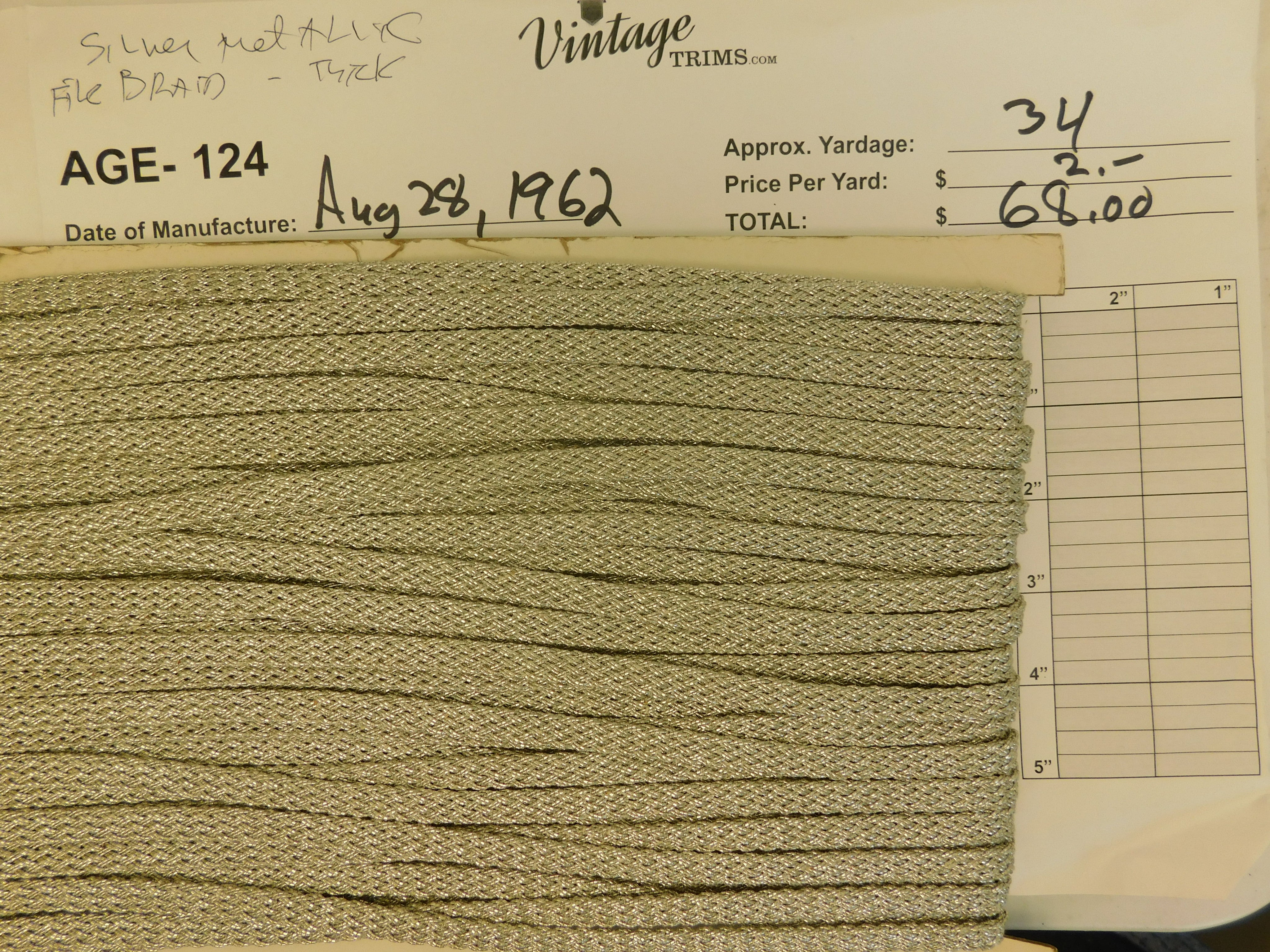 Card of Silver Metallic File Briad - Thick (approx. 34 yards) – Vintage ...