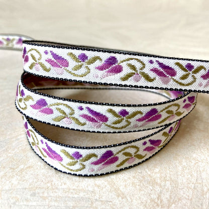Floral_Tulip_Jacquard_Ribbon_Purple_Black