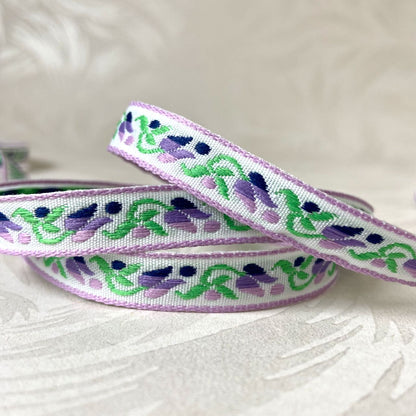 Floral_Tulip_Jacquard_Ribbon_Purple_Green
