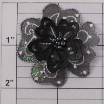 Beaded flower applique 2 colors