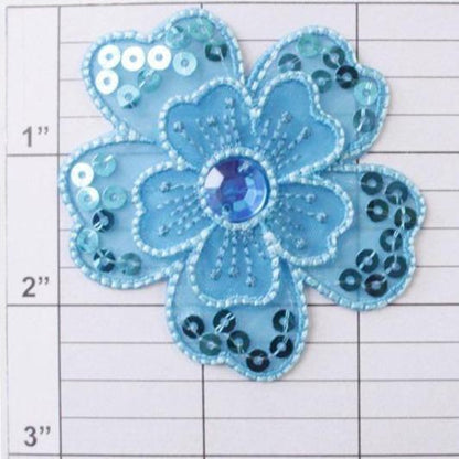 2-1/2" sequined flower w/ beaded center 5 colors