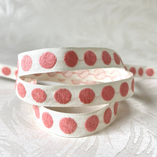 Narrow Embroidered Dots Ribbon 1/2" - 2 Colorways