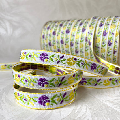 Narrow Rolled Rosebud Jacquard 1/2" - 6 Colorways
