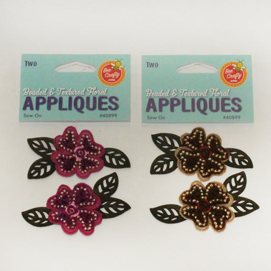 Beaded & Textured Floral Appliques 2 colors (2 per bag)