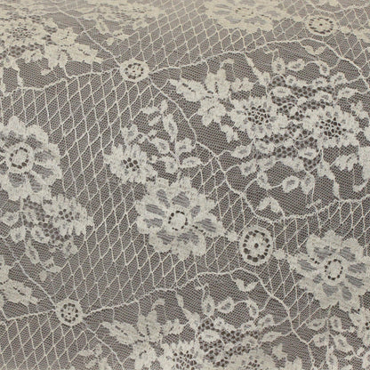 Alencon Lace Fabric - Ivory Silver