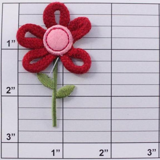 Flower w/ stem applique 2 colors