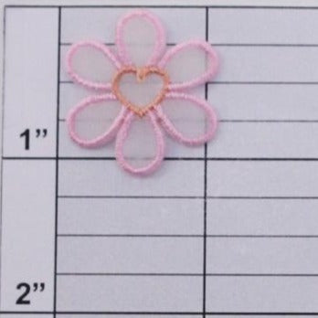 Small flower w/ heart center applique 8 colors (6 per bag)