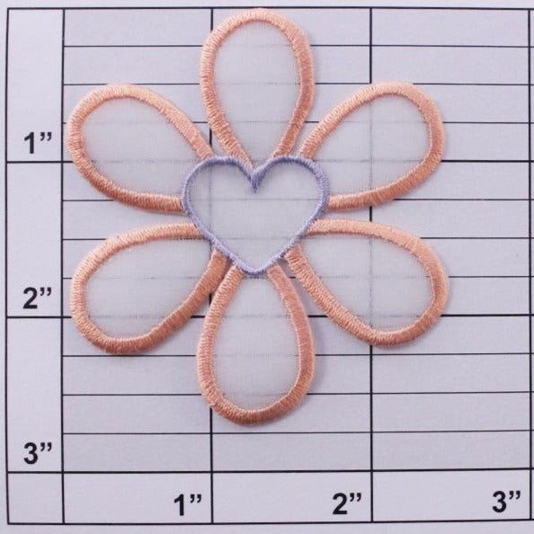 flower w/ heart center applique 8 colors