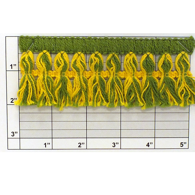 Tassel Fringe 2" (Per Yard) Green/Yellow