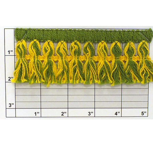 Tassel Fringe 2" (Per Yard) Green/Yellow
