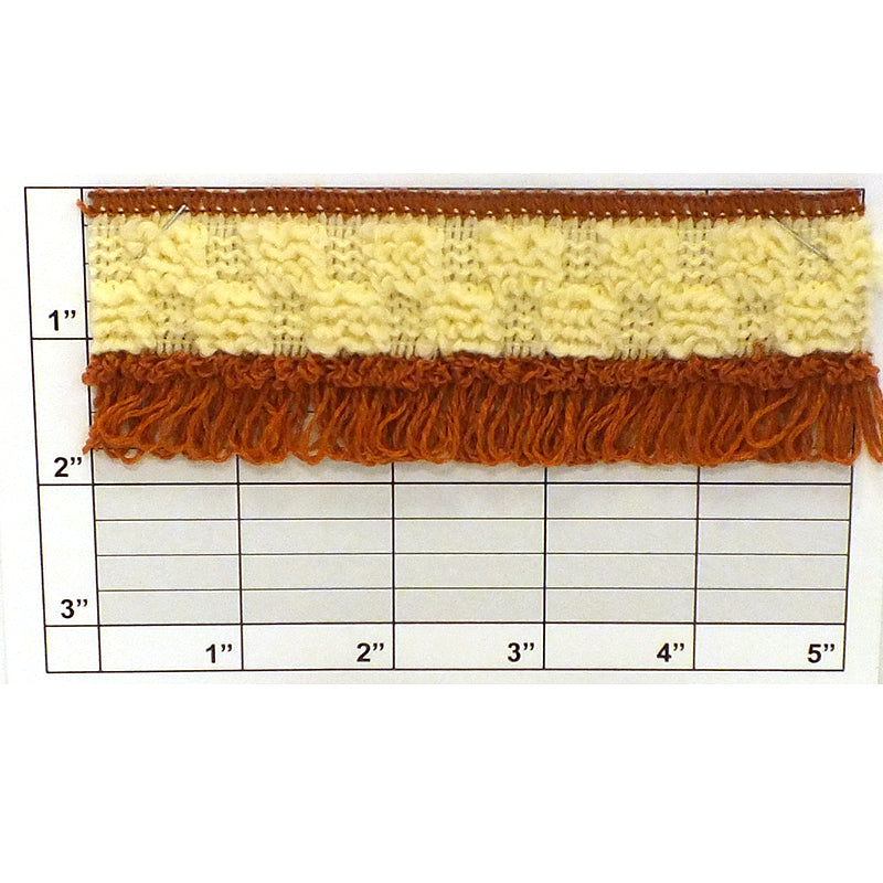 Loop Fringe w/Braid Top 1-3/4" (Per Yard) Cream/Rust