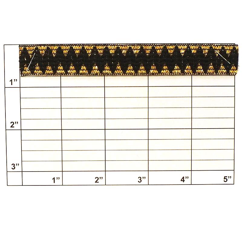 Zig Zag Metallic Elastic Braid 3/4" (Per Yard) Metallic Gold/Black