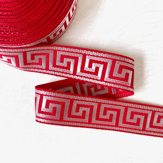    Red_Greek_Key_Jacquard_Ribbon