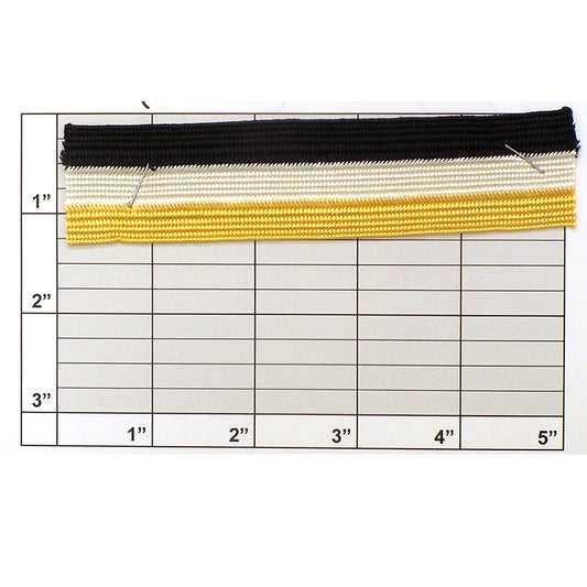 Rayon Stripe Braid 1-3/16" (Per Yard) Black/White/Yellow