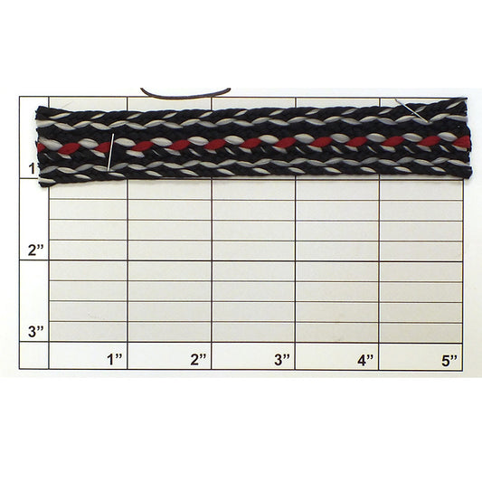 Braid 13/16" (Per Yard) Black/Light Gray/White/Red