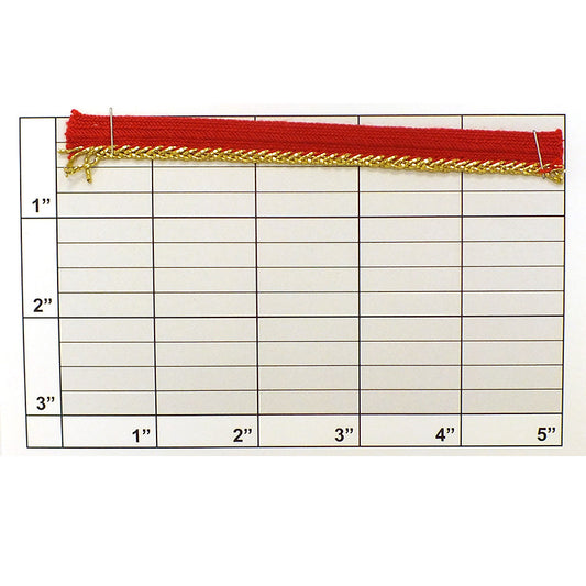 Metallic Piping w/ Tape 1/8" (Per Yard) Metallic Gold/Red