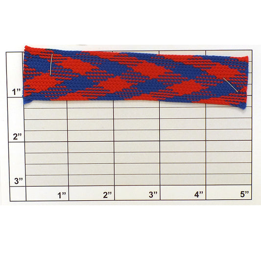 Checkered Design Braid 1" (Per Yard) Red/Blue