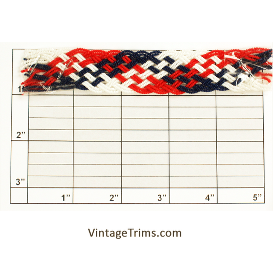 Plaid Braid 1" Red/White/Blue