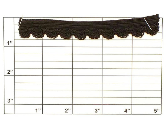 Scalloped Loop Rayon Piping w/ Tape 5/16" (Per Yard) Black