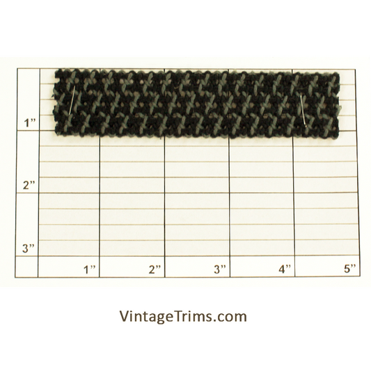 Stiff Braid 1" (Per Yard) Black/Gray