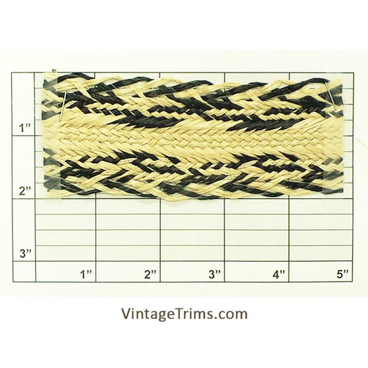 Jute Look Braid 2" (Per Yard) Black/Natural