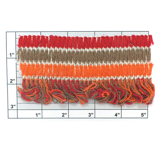 Loop Fringe 2-5/8" (Per Yard) Red/Tan/Orange/White
