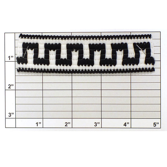 Geometric Knit Weave Braid 1-5/16" (Per Yard) White/Black