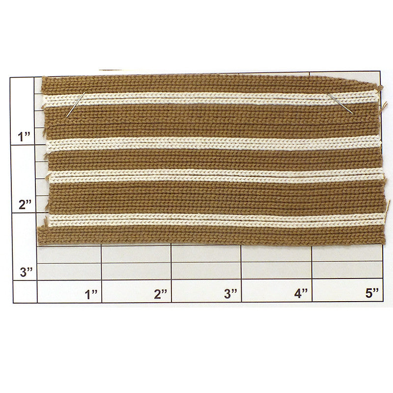 Horizontal Stripe Braid 2-1/2" (Per Yard) Tan/White