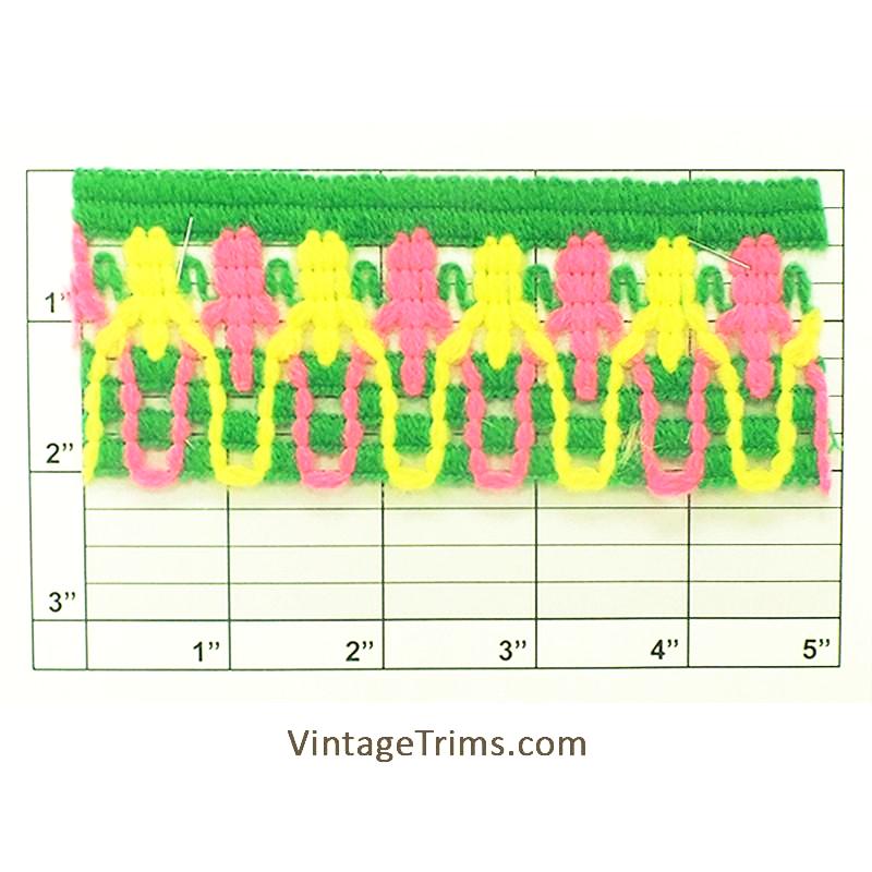 Scalloped Loop Braid 2" (Per Yard) Pink/Yellow/Green
