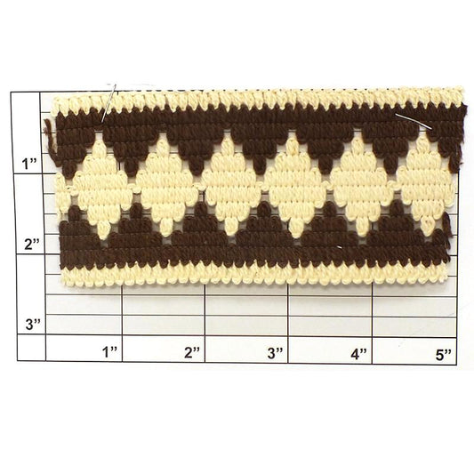 Diamond Braid 2-3/8" (Per Yard) Natural/Brown