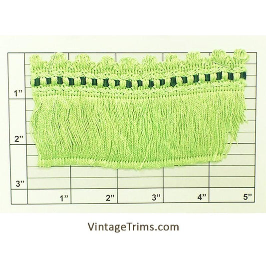 Decorative Braid with Brush Fringe 2-1/2" (Per Yard) Dark Green/Chartreuse