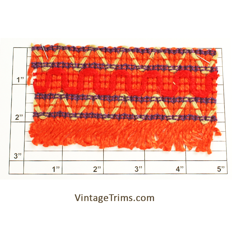 Loop Fringe 2-3/4" (Per Yard) Orange/Red/Purple/Tan