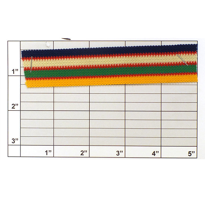 Horizontal Stripe Braid 1-1/16" (Per Yard) Navy/Red/White/Green/Gold