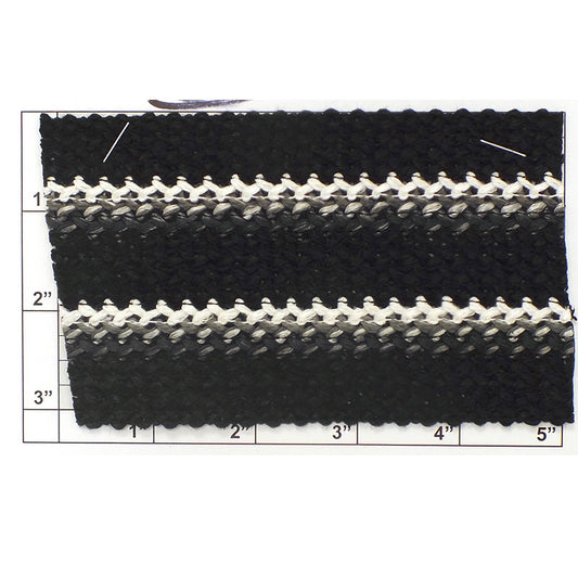 Braid 3-1/8" (Per Yard) Black/Gray/White