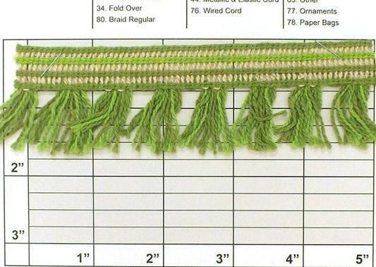 Tassel Fringe 1-5/8" (Per Yard) Willow/Lime Green/Natural