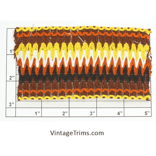 Unique Braid 2-3/4" (Per Yard)<br>Brown/Yellow/White/Burnt Orange/Black