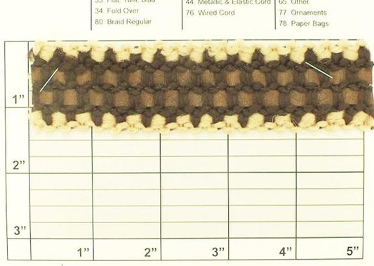 Woven Leatherette & Jute Braid 1-3/8" Brown