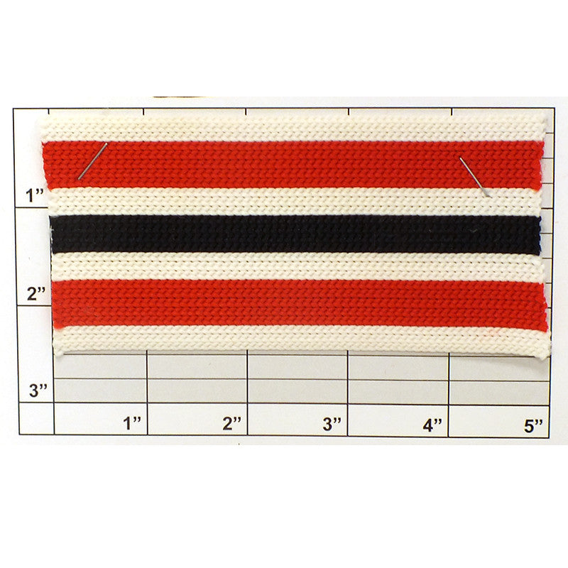 Horizontal Line Braid 2-3/8" (Per Yard) White/Red/Black